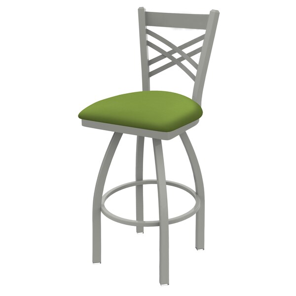 25" Swivel Counter Stool, Nickel Finish, Canter Kiwi Green Seat